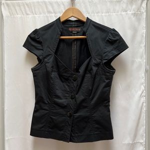 Guess Black Tailored Queen Anne Top (L)